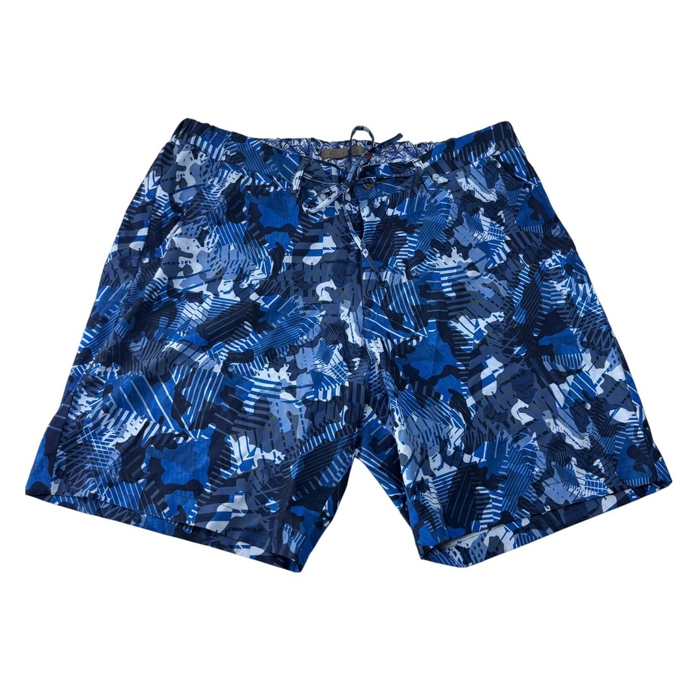 Robert Graham Mens Blue Camo Swim Trunks Shorts Size 36 Large Classic Fit NEW